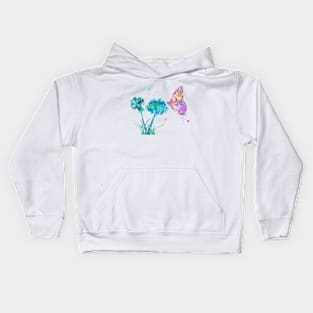 Dandelion Butterfly Watercolor Painting Kids Hoodie